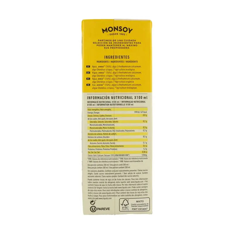 Monsoy Haferflocken-Gemüse-Getränk mit Calcium 1Lt 6Uds. bio