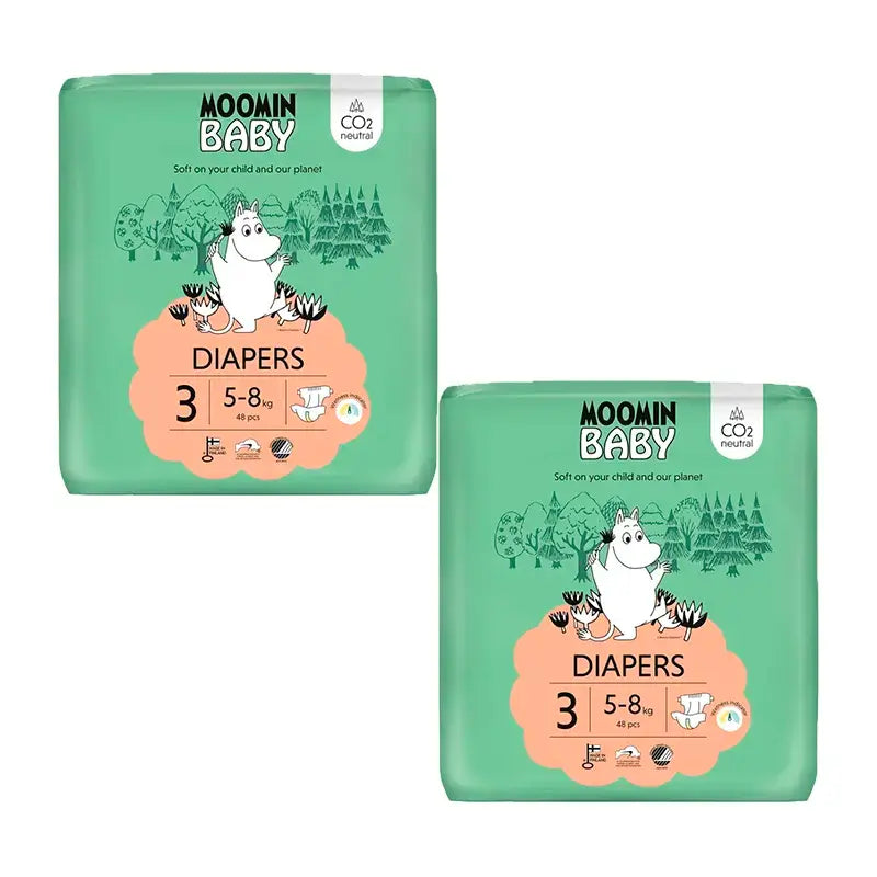 Mumin Baby Windeln Größe 3, 2 x 48 Stück