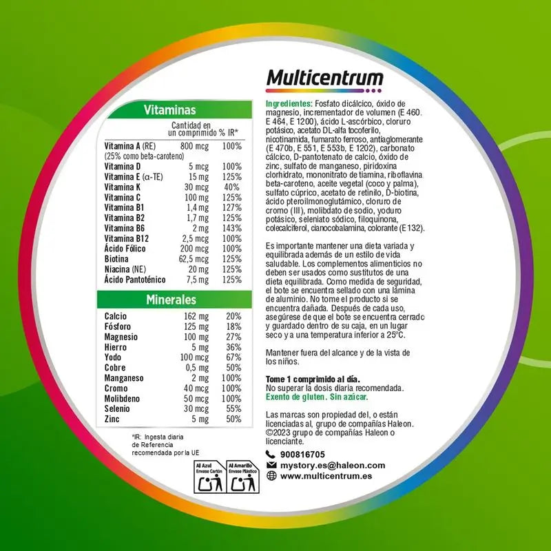 Multicentrum Multivitamin-Nahrungsergänzungsmittel für Erwachsene, 90 Tabletten