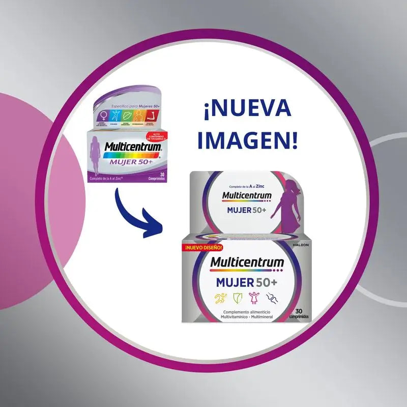 Multicentrum Women's 50+ Multivitamin-Nahrungsergänzungsmittel, 30 Tabletten