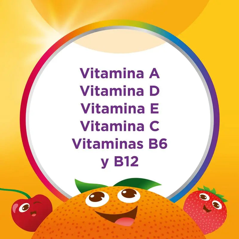 Multicentrum Vitagomis Junior Multivitamin für Kinder Kirsch-, Orangen- und Erdbeergeschmack, 30 Gummibärchen