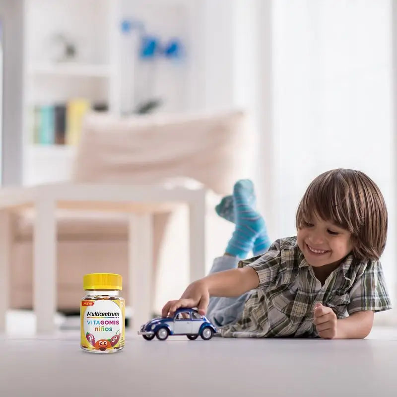 Multicentrum Vitagomis Junior Multivitamin für Kinder Kirsch-, Orangen- und Erdbeergeschmack, 30 Gummibärchen