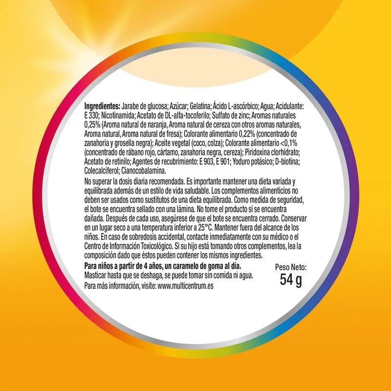 Multicentrum Vitagomis Junior Multivitamin für Kinder Kirsch-, Orangen- und Erdbeergeschmack, 30 Gummibärchen