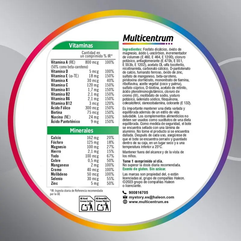 Multicentrum Select 50+ Multivitamin-Nahrungsergänzungsmittel für Erwachsene 50+, 30 Tabletten