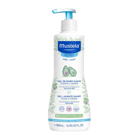 Mustela Gel de Baño Suave con Aguacate Bio, 500 ml
