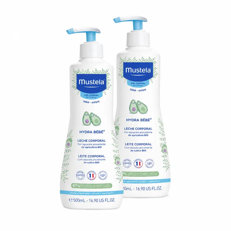 Mustela Hydra Baby Körpermilch mit Avocado Bio, Packung 2 x 500 ml