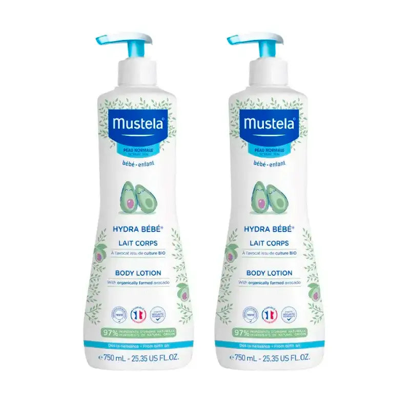 Mustela Hydra Baby Körpermilch mit Avocado Bio, Packung 2 x 750 ml