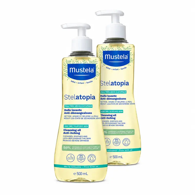 Mustela Stelatopia Bade- und Duschöl, Packung 2 x 500 ml
