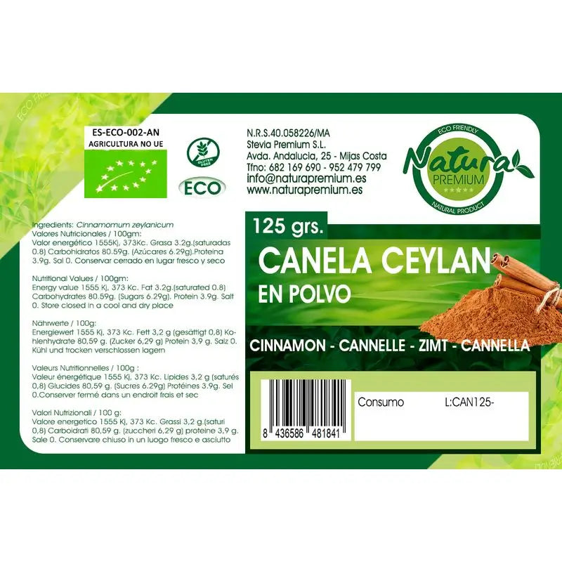 Natura Premium Ceylon Zimt Pulver 125 gr BIO