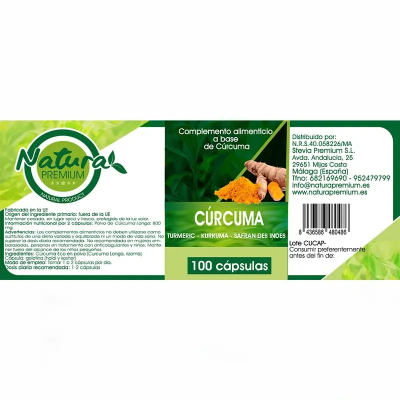 Natura Premium Kurkuma-Kapseln, 100 Stück