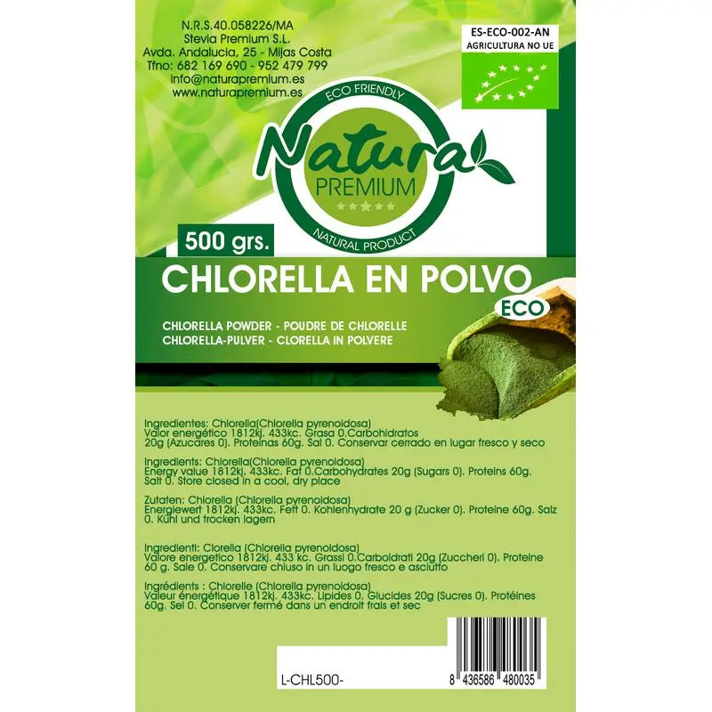 Natura Premium Bio-Chlorella-Pulver, 500 g