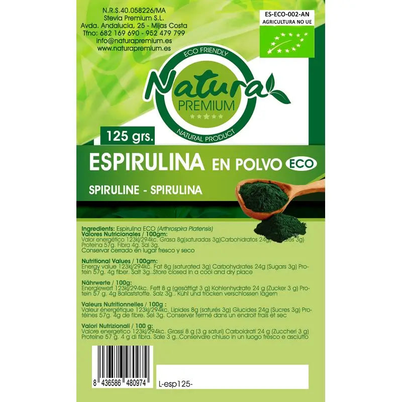 Natura Premium Spirulina-Pulver Bio , 125 g
