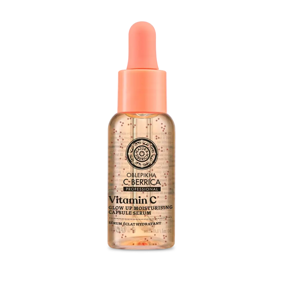 Natura Siberica feuchtigkeitsspendendes Gesichtsserum mit Glow Up Kapseln, 30 ml
