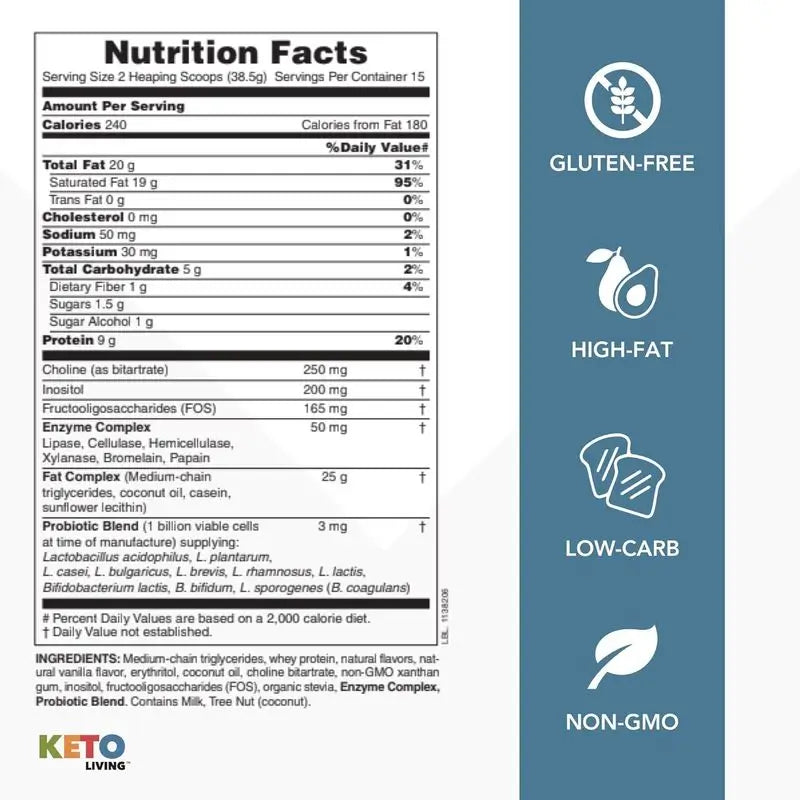 Natures Plus Keto Living Vanille-Milchshake, 578 g