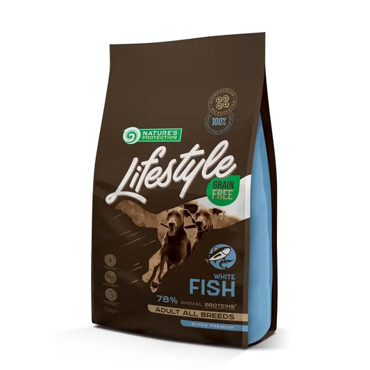 Natures Protection Lifestyle getreidefrei für Hunde Weißfisch, 1,5Kg