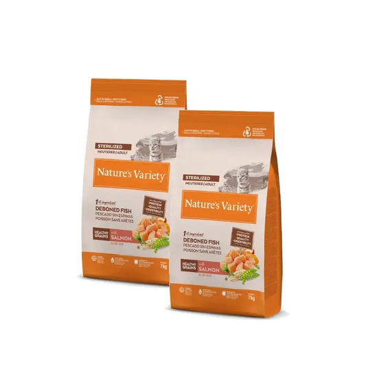 Nature'S Variety Original Feline Adult für kastrierte Katzen – Lachs, 2er-Pack à 7 kg, Katzenfutter