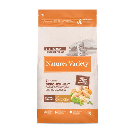 Nature'S Variety Healthy Grain Katzenfutter für kastrierte Katzen, mit Huhn, naturbelassen, 3 kg