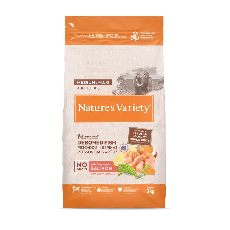 Nature'S Variety Hundefutter, Medium, mit Lachs, naturbelassen, 3 kg