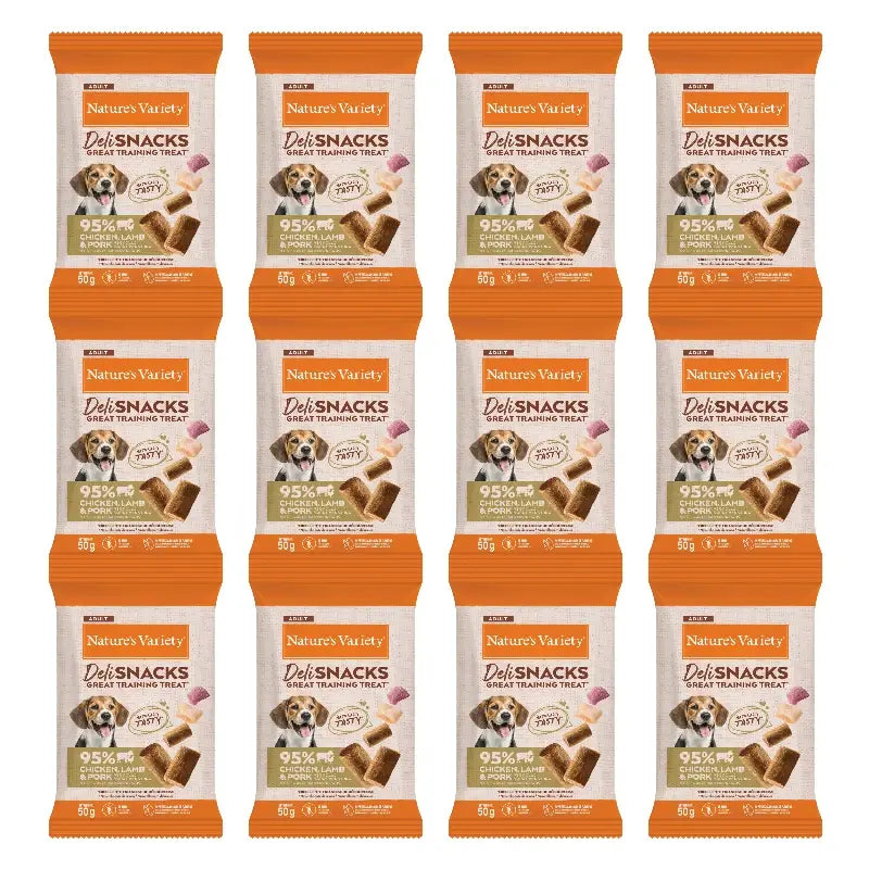 Nature'S Variety Hundesnacks mit Huhn, Lamm und Schwein, naturbelassen, 12 x 50 g