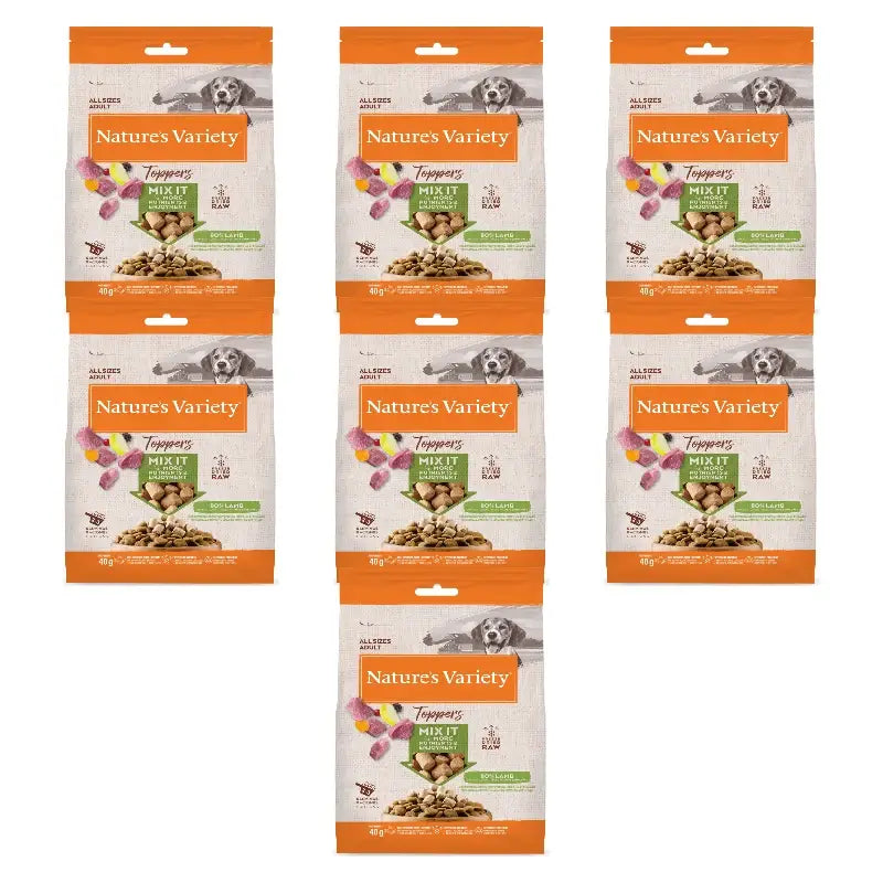 Nature'S Variety Gefriergetrocknete Toppers für Hunde, mit Lamm, naturbelassen, 7 x 40 g