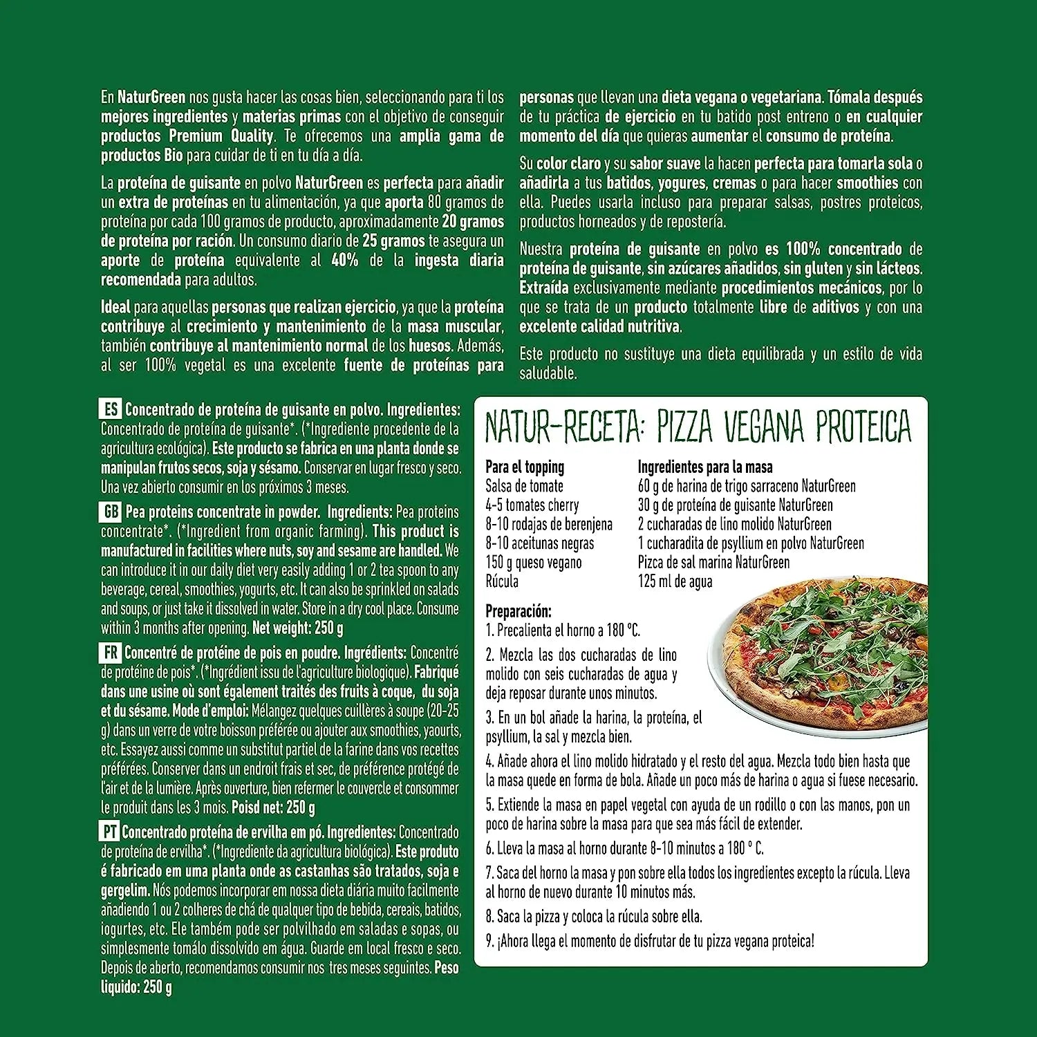 Naturgreen Erbsenprotein Bio, 250 G