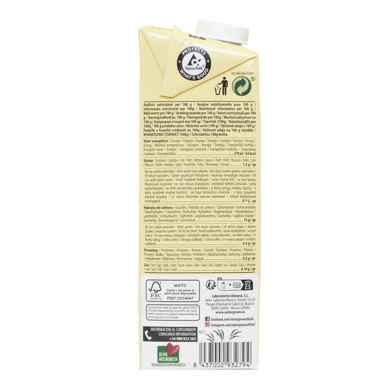 Naturgreen Reis ohne Zuckerzusatz Bio 1L, 1 l