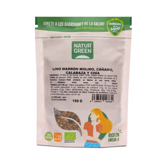 Naturgreen Bio Flachs-, Hanf-, Kürbis- und Chia-Samen, 150 g
