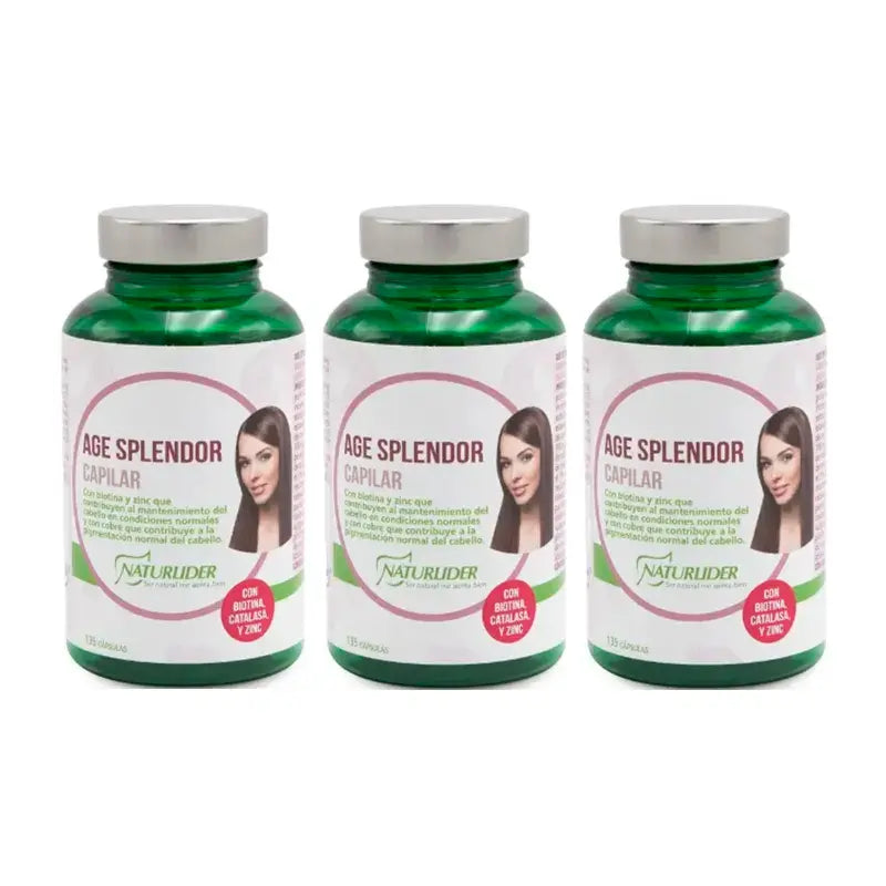 Naturlider Age Splendor Hair Splendor mit Katalase Canalblock, Packung 3 x 135 Kapseln