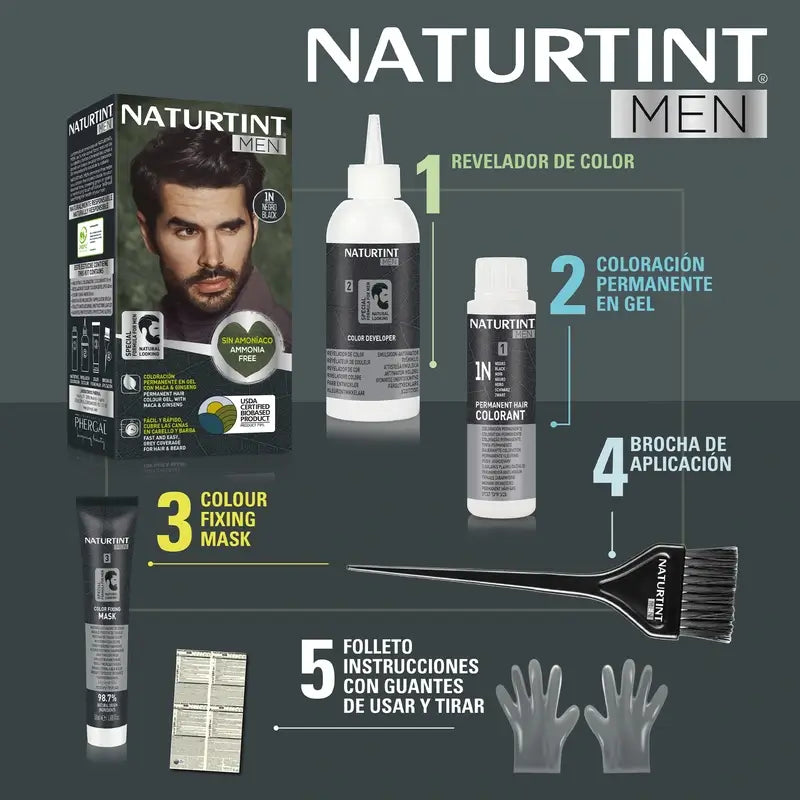 Naturtint Men Dauerhafte Haar- und Bartfärbung für Männer 3N Ammoniakfrei - Dunkelbraun