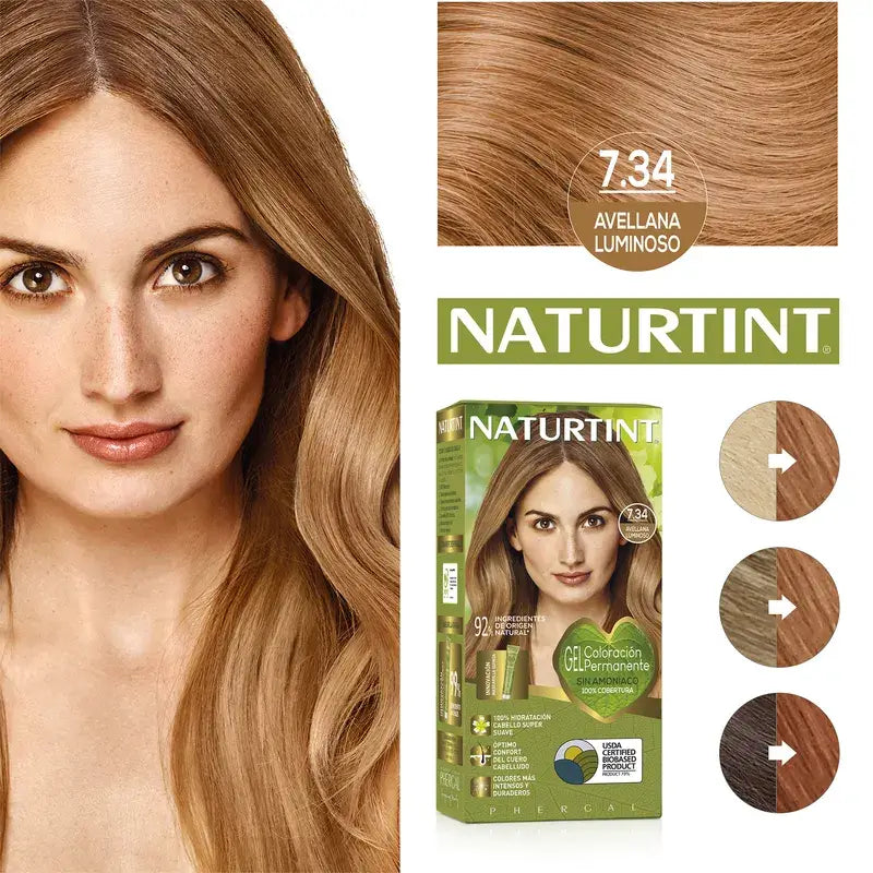 Naturtint Permanente Färbung Ammoniakfrei Farbstoff 7.34 - Haselnuss leuchtend
