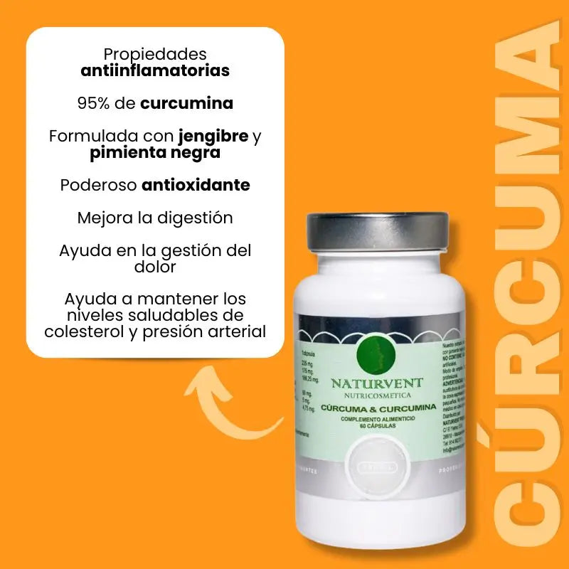 Naturvent Anti-inflammatory Kurkuma & Curcumin mit 95% Curcumin, 60 Kapseln