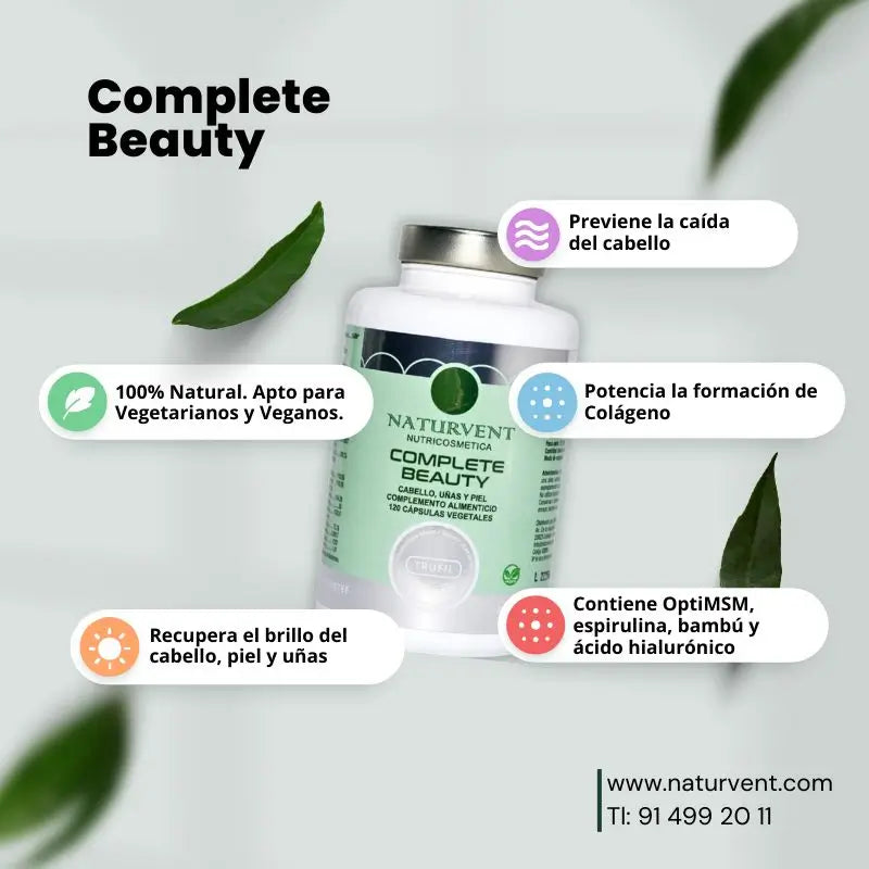 Naturvent Stärkungsmittel für Haare, Haut und Nägel. Komplette Schönheit, 120 Kapseln