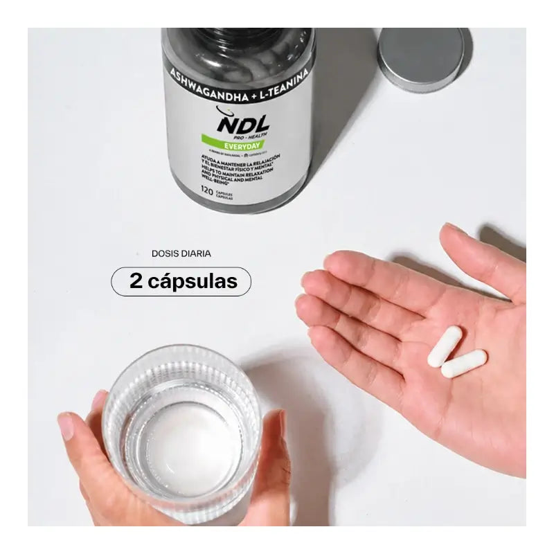 Ndl Pro-Health Ashwagandha Ksm-66 aus biologischem Anbau + L-Theanin, 120 Kapseln