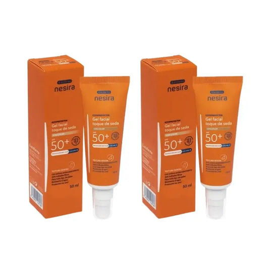Nesira Silk Touch Face Gel Spf50+ Mit Farbe , Packung 2 x 50 ml