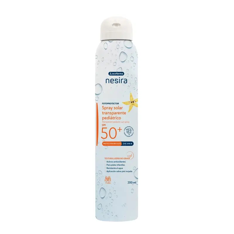 Nesira Transparentes Sonnenspray für Kinder SPF50+, 200 ml