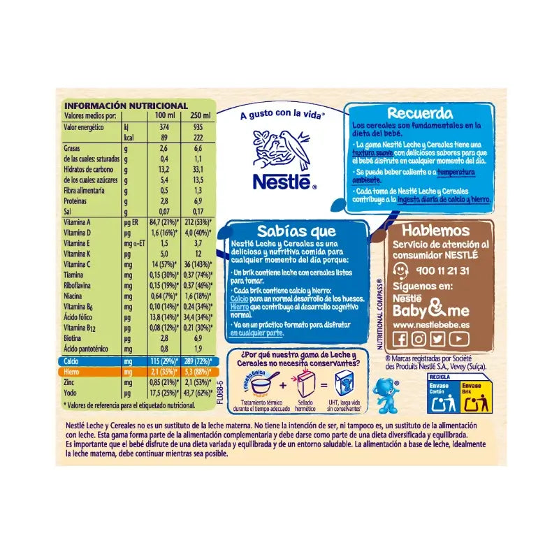 Nestlé Brik Milch & Cerealien 8 Cerealien mit Maria Biscuit, 2X250 g