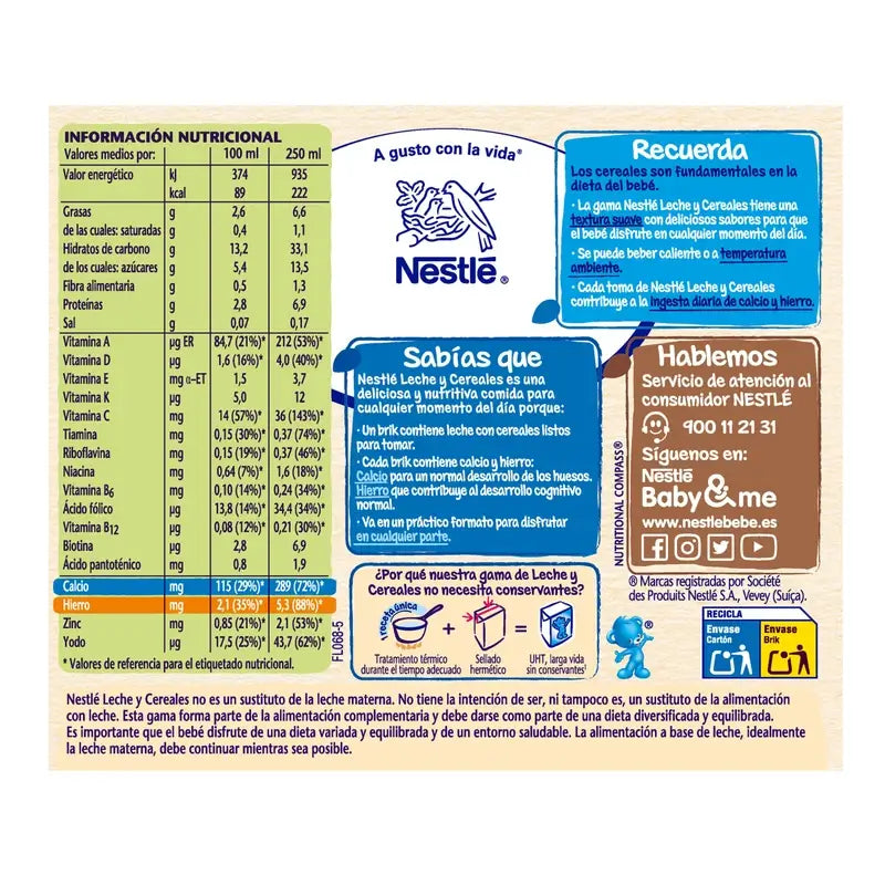 Nestlé Brik Milch & Cerealien 8 Cerealien mit Maria Biscuit, 2X250 g