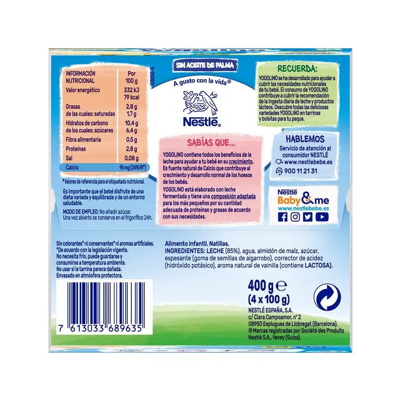 Nestlé Yogolino Vanillegeschmack Vanillepudding-Desserts, 4X100 g