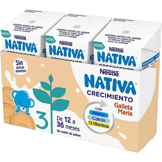 Nestlé Nativa Growth 3 Biscuit, 3X180 ml
