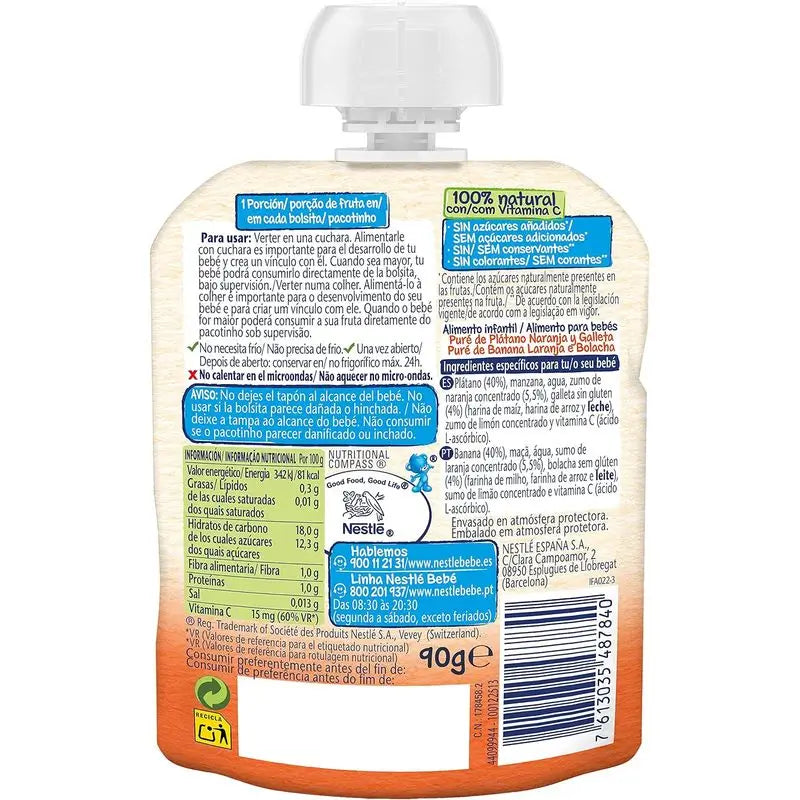 Nestlé Sachet Banane, Orange & Biskuit, 90 g