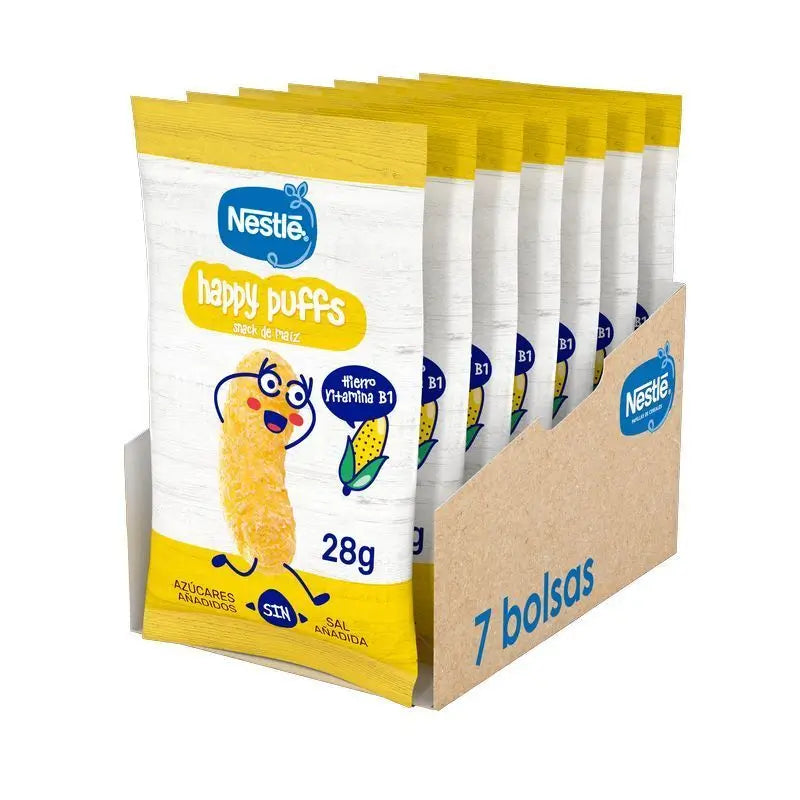 NESTLÉ Pack Healthy Snacking Happy Puffs Natural Corn , 28g x 7 Stück