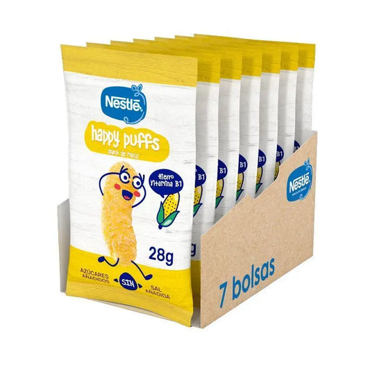 NESTLÉ Pack Healthy Snacking Happy Puffs Natural Corn , 28g x 7 Stück