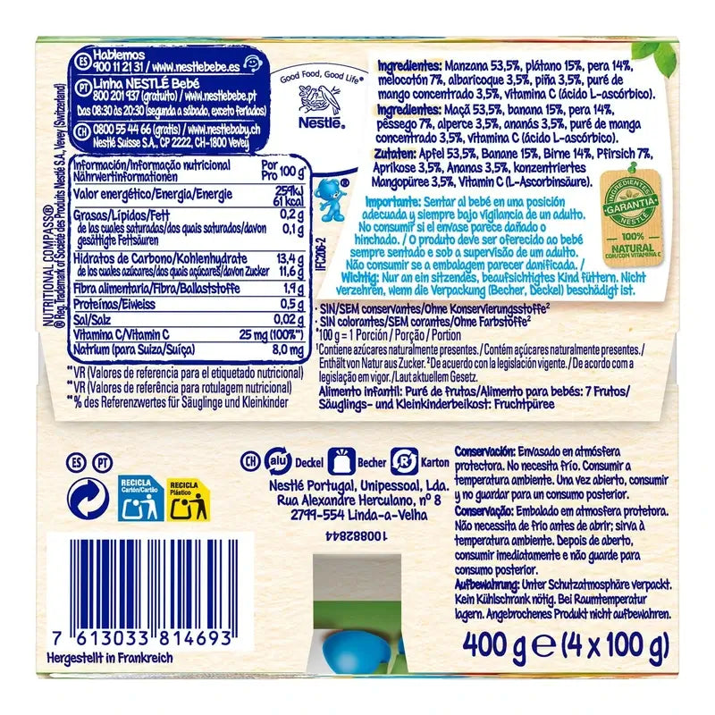 Nestlé Püree 7 Früchte Portion, 4X100g