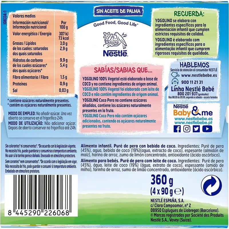 Yogolino Kokosnuss-Birne , 4x90g