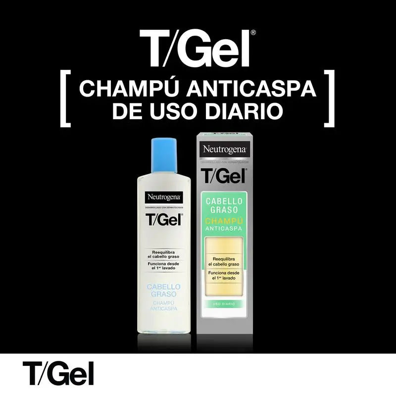 Neutrogena T/Gel Anti-Schuppen Shampoo für fettiges Haar Packung, 2 x 250 ml