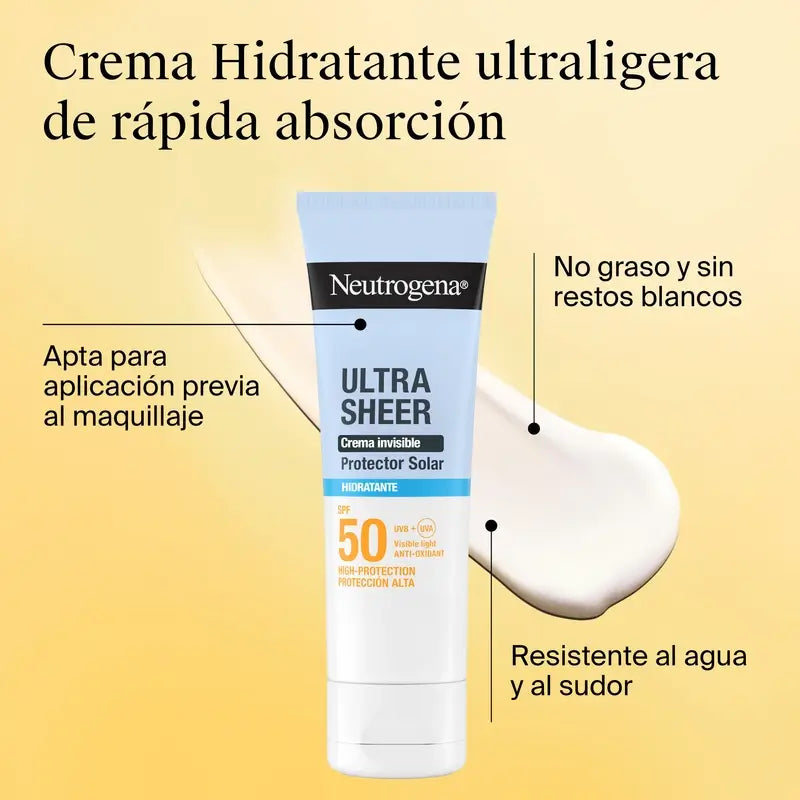 Neutrogena Ultra Sheer unsichtbare feuchtigkeitsspendende Creme Spf50, 50 ml