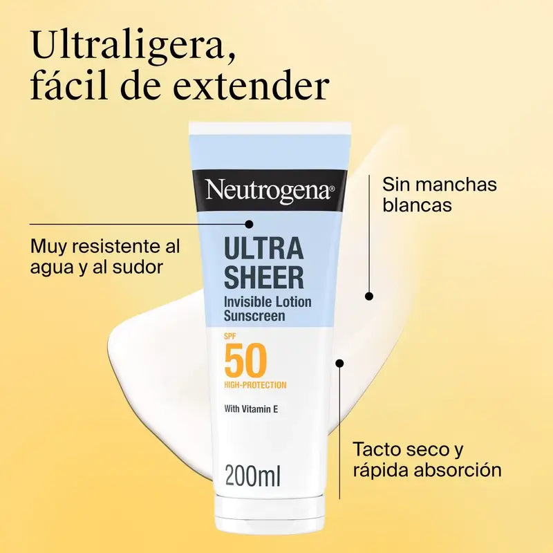 Neutrogena Ultra Sheer feuchtigkeitsspendende unsichtbare Lotion Spf50, 200 ml