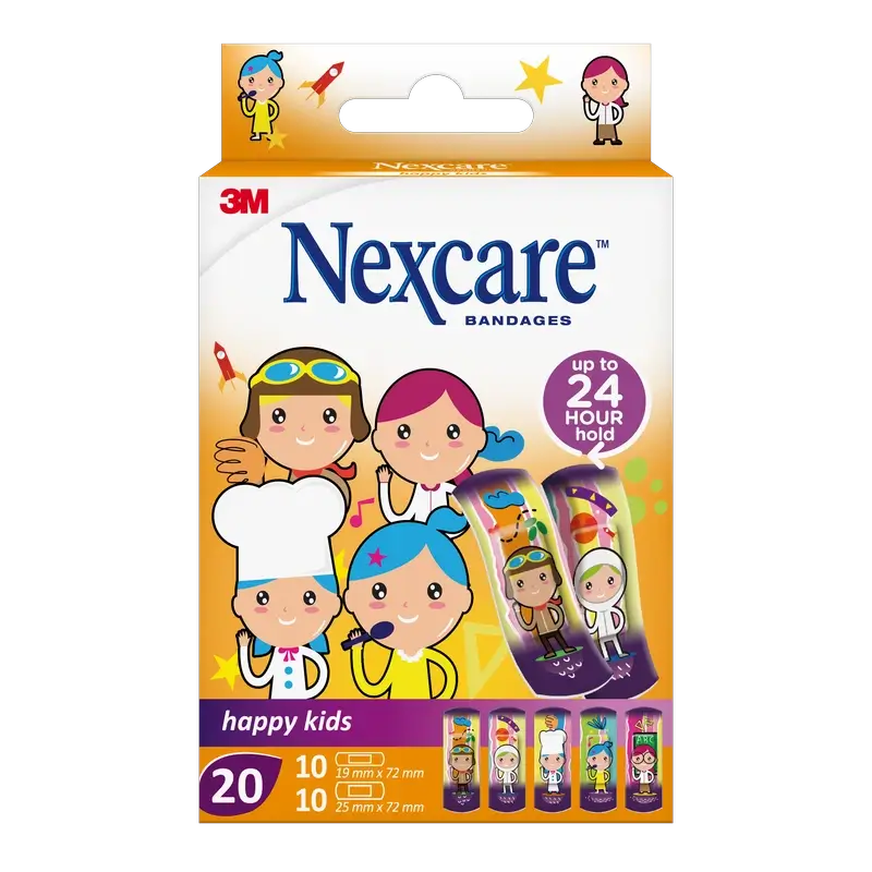 Nexcare Kids Schutzstreifen für Kinder mit verschiedenen Berufsbildern, 20 Stück