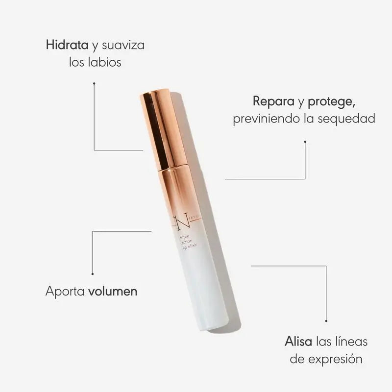 Nieves By Nieves Álvarez Triple Action Lip Elixir Feuchtigkeitsspendende & volumengebende Lippenpflege, 10 ml