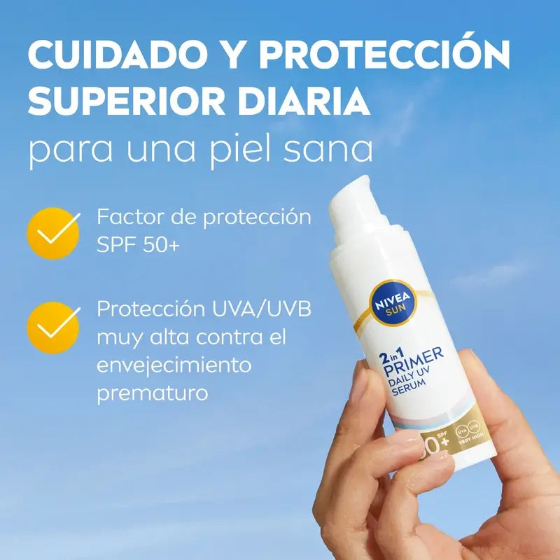 Nivea Sun 2In1 Primer Tägliches Uv Serum Gesichtsschutz Spf50+ 30Ml
